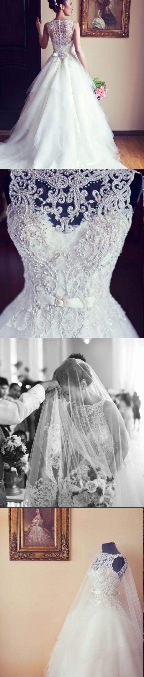 Sleeveless Lace Appliques Wedding Dresses