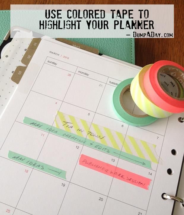 the Colored Tape planner idea -   Amazingly simple but genius ideas to use and reuse stuff