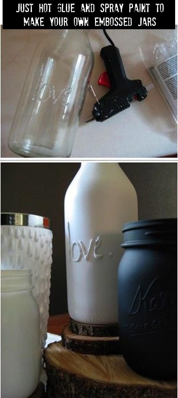 Emboss mason jars -   Amazingly simple but genius ideas to use and reuse stuff