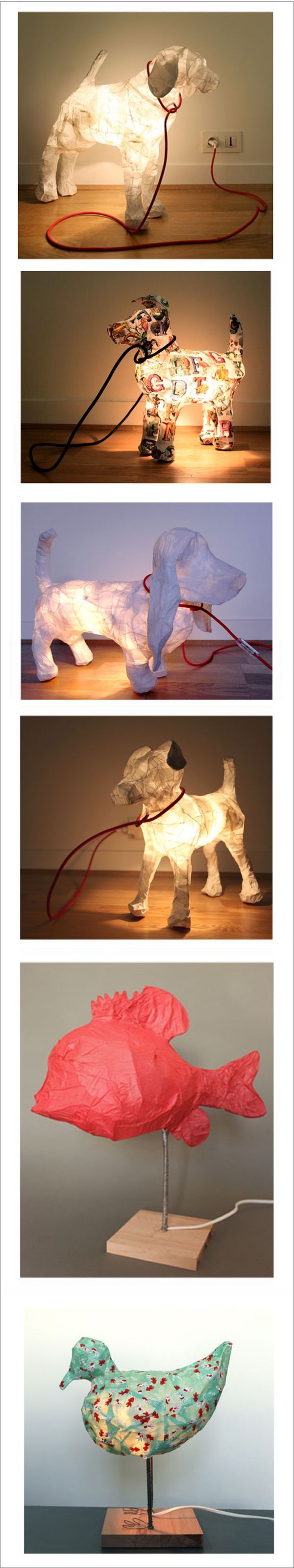 animal-shaped paper lamps – great for those who want a dog but cant have one, or want a guard dog to watch over them at night!