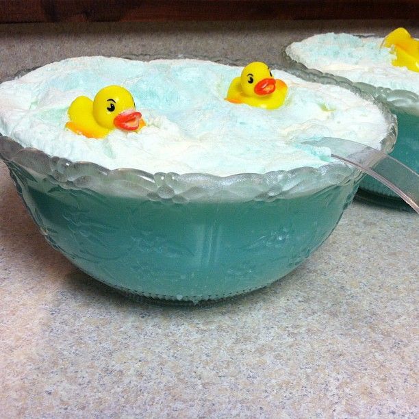 Baby Shower Punch (for a boy) – 1 bottle white grape juice,   1 bottle 7up,   1/2 bottle of blue hiwaian punch,    8 scoops of