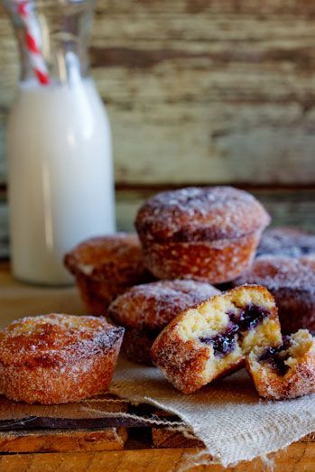 Baked Doughnut muffins with Blueberry Jam | Simply Delicious