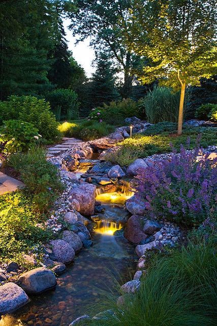 Beautiful Garden with Babbling Brook