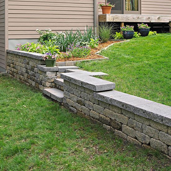 Build a Retaining Wall Conquer a problem slope by installing a concrete-block retaining wall — youll add space, structure, and