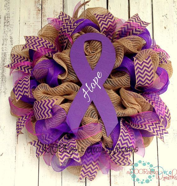 Cancer Awareness Wreath by aDOORableDecoWreaths on Etsy