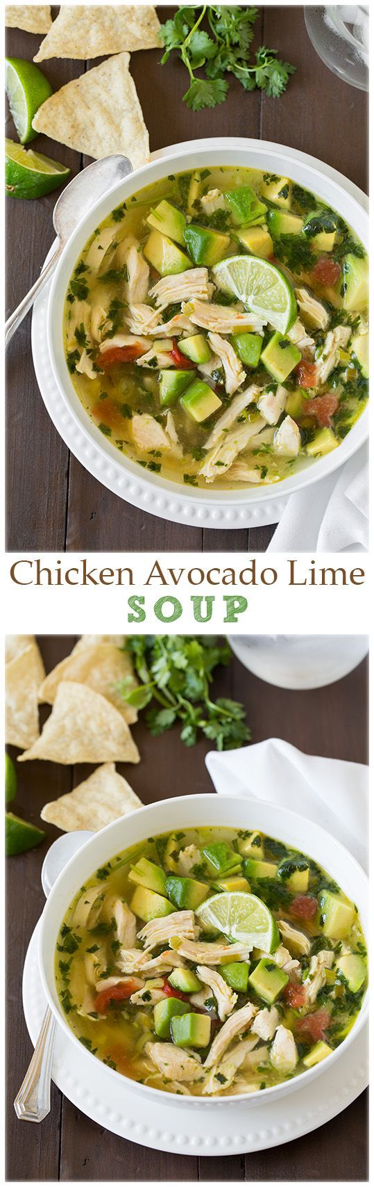 Chicken Avocado Lime Soup – this soup is AMAZING! Its basically chicken tortilla soup but with tons of avocados.