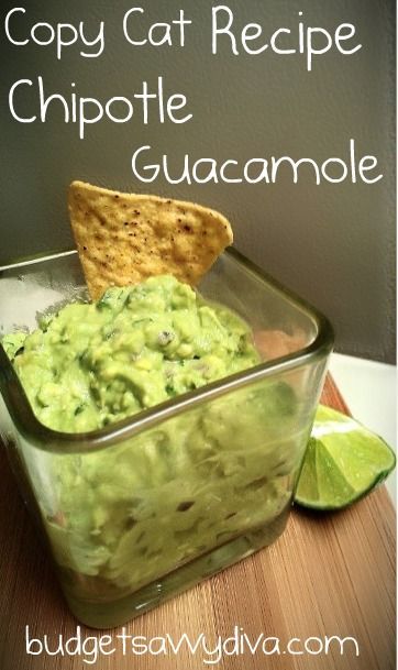 Chipotles  Guacamole – Copy Cat RecipeIngredients   3 Ripe Avocados   1/2 Cup of Chopped Red Onions   1/2 Cup of Chopped Cilantro