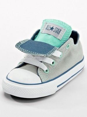 Converse Chuck Taylor All Star Double Tongue Ox Toddler Plimsolls – Grey/Blue