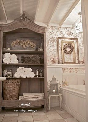 @Courtney Baker Baker French Country Cottages bathroom is incredibly charming. Lots of before and after pics!