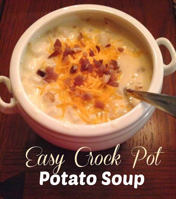 Crock pot potato soup 1 30oz. bag of frozen diced hash browns 1 32 oz box of chicken broth 1 can of cream of chicken soup (10 oz)