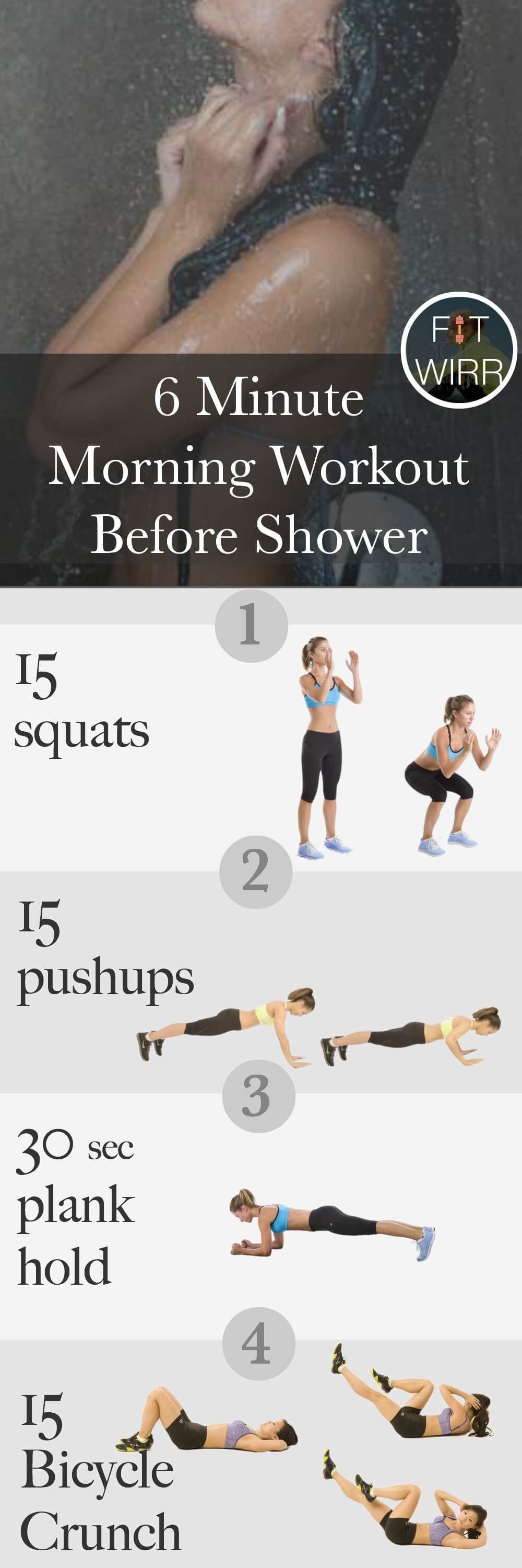 Crush calories and incinerate fat with this 6 minute morning workout routine. Do this short yet intense workout before your