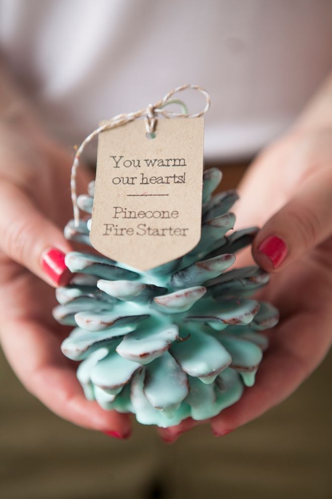 DIY – How to make Pinecone Fire Starter favors for your winter wedding! Or for gifts around Christmas