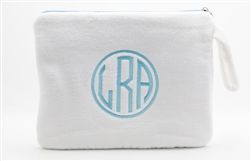 Fabulous MONOGRAMMED wet bathing suit bags made with plush terry fabric and lined inside for durable use. Perfect for your bathing