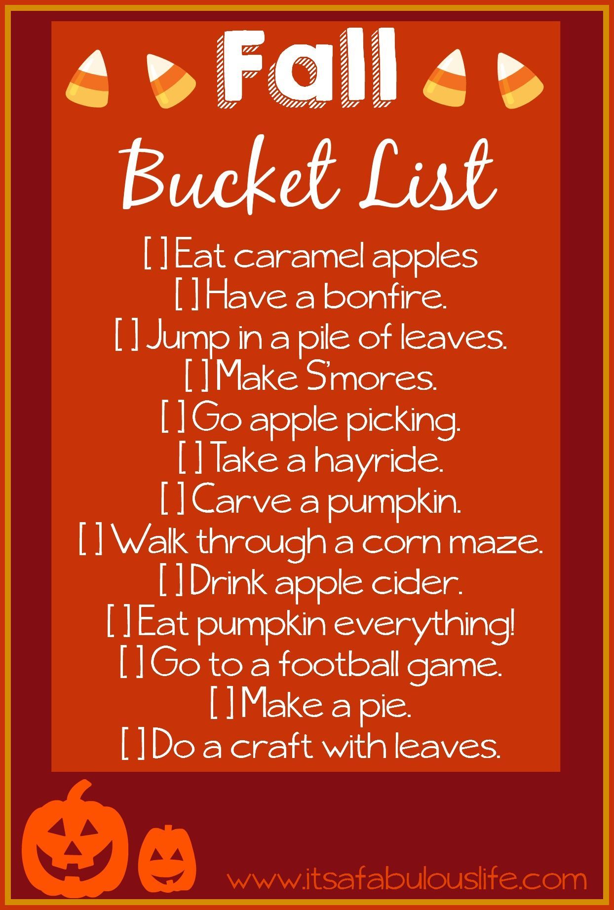 Fall Bucket List – This is my favorite time of year!! #Fall