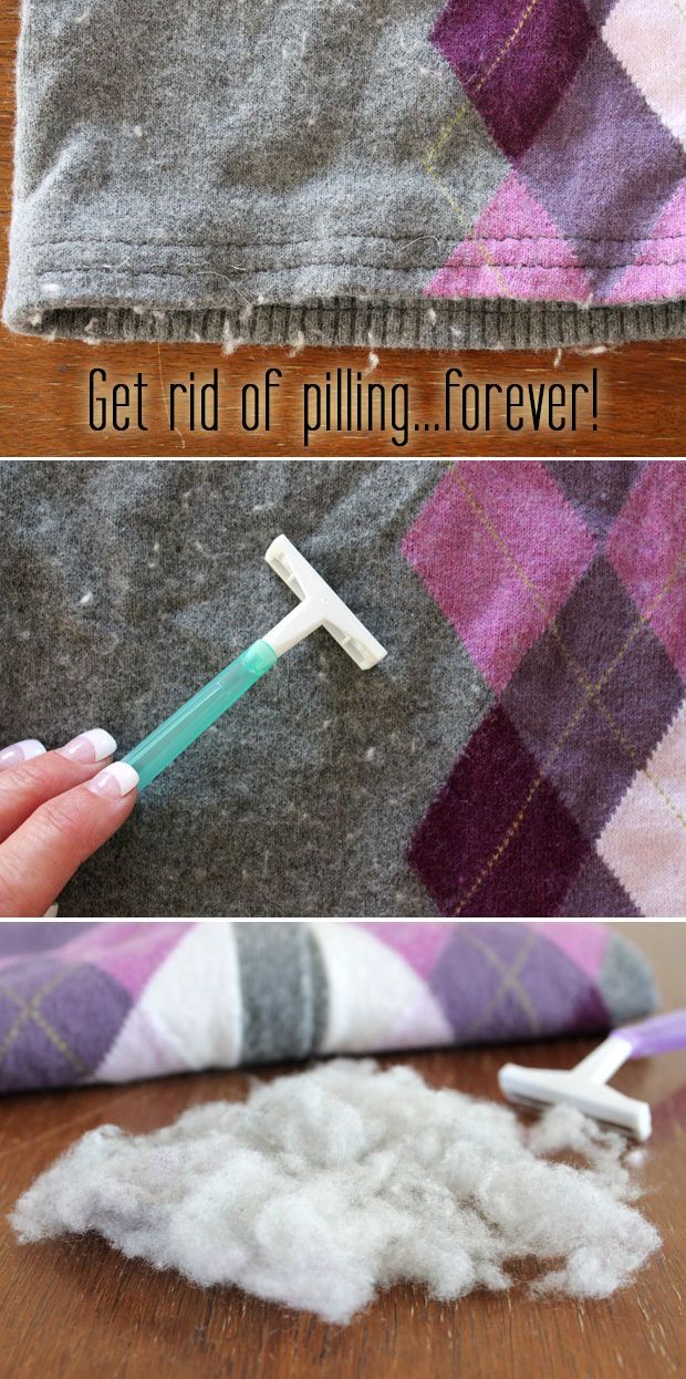 Finally a way to get rid of pilling on your sweaters! Just in time for winter, run a plain razor over the pilling and watch your