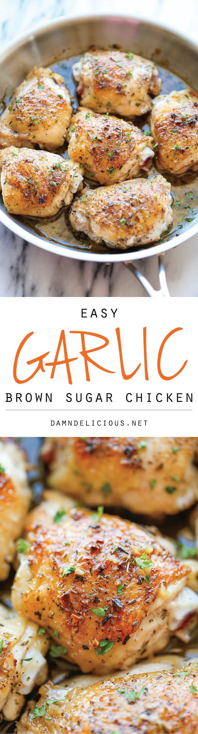 Garlic Brown Sugar Chicken – The best and easiest chicken ever, baked to crisp-tender perfection along with the most amazing sweet