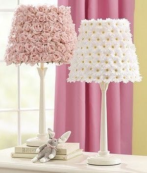 Glue fake flowers to lamp shades for a little girls room