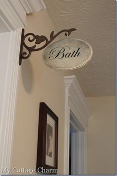 Great DIY and home decoration Idea… Id love this little sign in the hallway by the bathroom door… So cute!