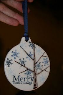Homemade embellished ceramic ornaments. beautiful and easy to do!