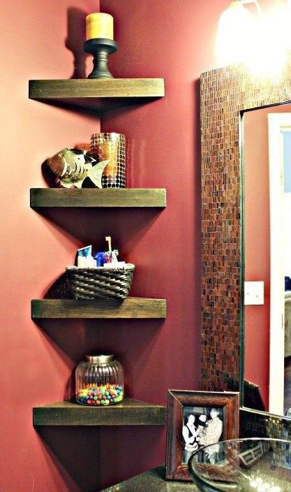 How To Build A Corner Shelf For a small bathroom….hopefully my dream home wont have a small bathroom, but just in case