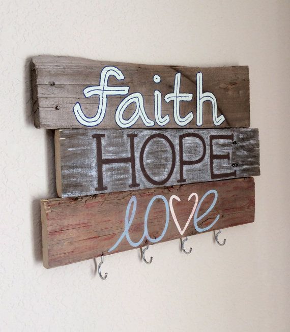 Key Holder – Faith, Hope, Love – Painted Key Holder on Etsy, $40.00