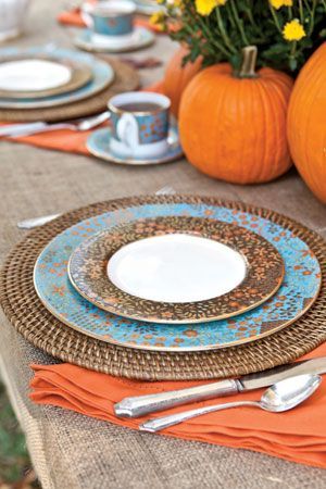 Lenox Gilded Tapestry completes a fun autumn table.