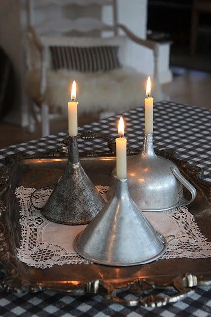 Make interesting candles from funnels – 26 Breathtaking DIY Vintage Decor Ideas