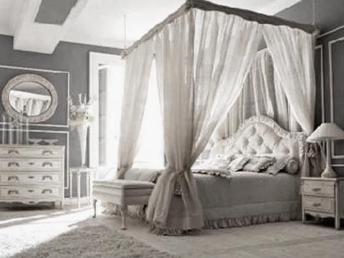modern bedroom design and decor, canopy beds with curtains