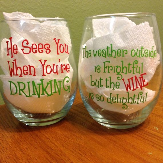 Monogrammed Christmas Wine Glass The weather by YouGotPersonal