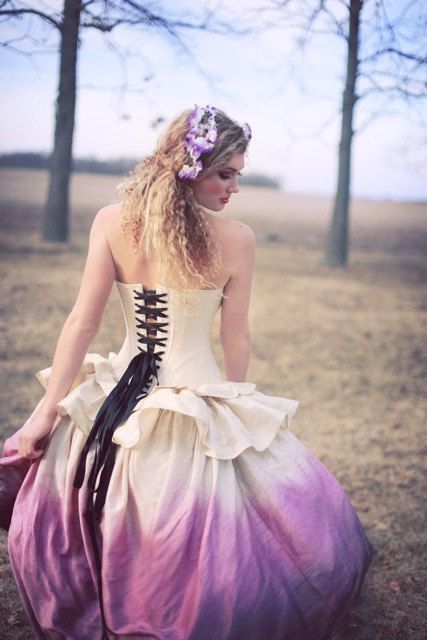 Ombre Wedding Dress Steampunk Fairytale Gown by KMKDesignsllc