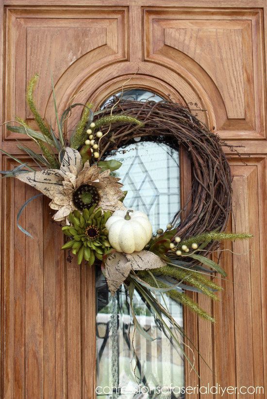 Or make a wreath using fall flora. | 21 Fall Porch Ideas That Will Make Your Neighbors Insanely Jealous