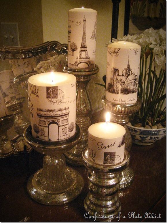 Parisian inspired candles – I love this blog for making things with paper.  Great instructions!!!