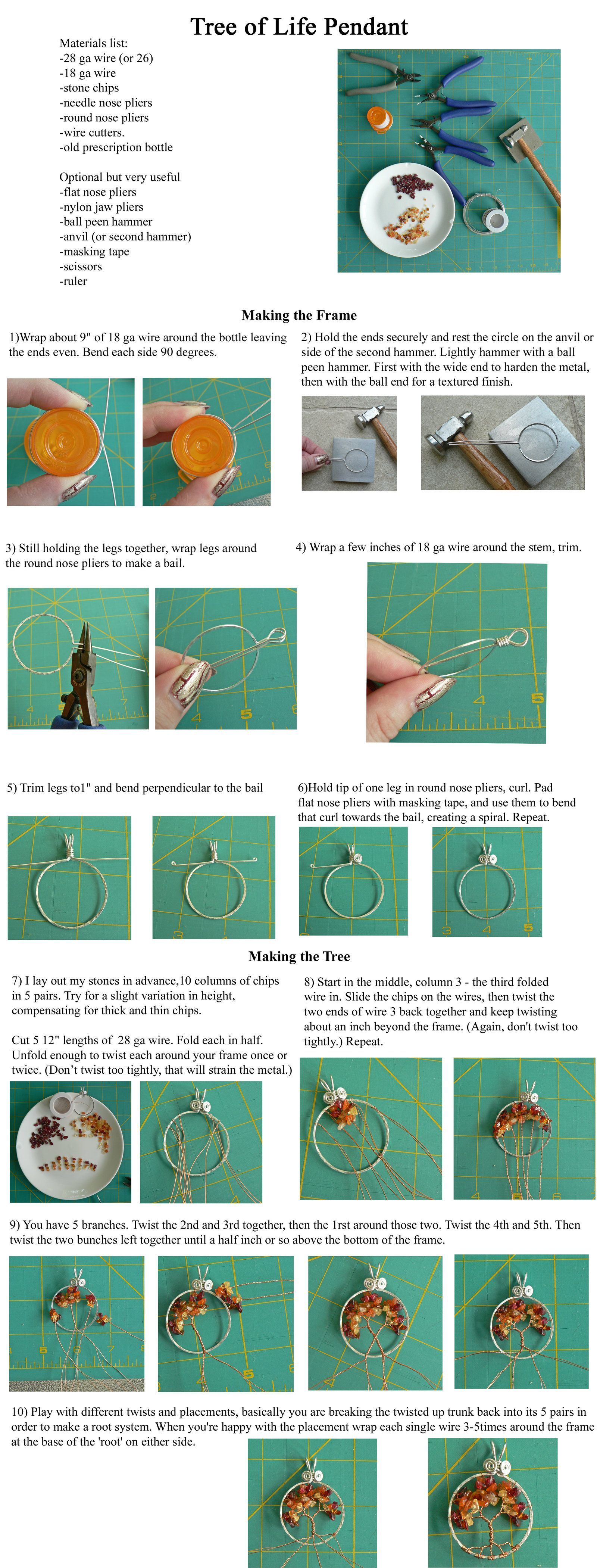 Pendant hoop and bail from 1 piece of 18 gauge wire! Simple Wire Wrap Tree Tutorial by ~magpie-poet on deviantART