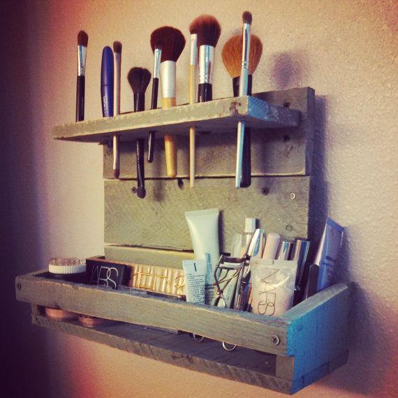 Reclaimed Wood Two Tiered Make Up Organizer by OverthePaintedFence