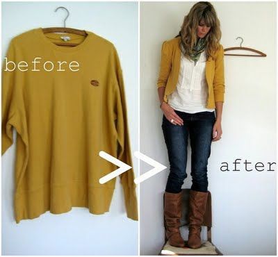Recycle a large sweater into a stylish cardigan!
