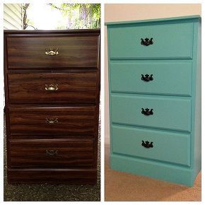 refinishing particle board panel wood, painted furniture, Before and after