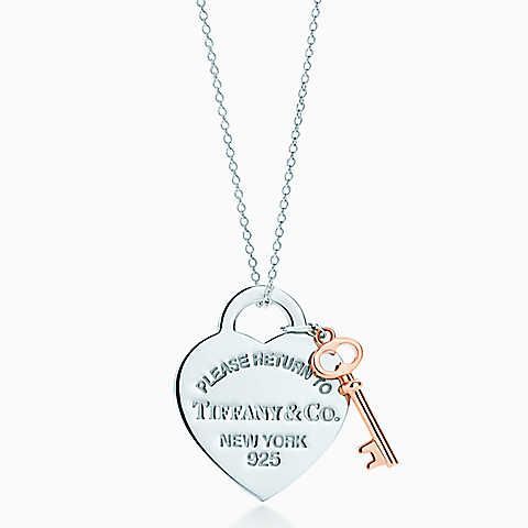 Return to Tiffany® heart key pendant in silver and RUBEDO® metal, medium.