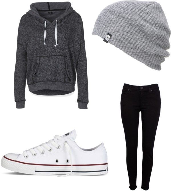 Slouchy hoodie for lazy days with dark jeans. POSSIBLY. look into white converse (or knock offs whateve.)