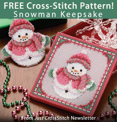 Snowman Keepsake Download from Just CrossStitch newsletter. Click on the photo to access the free pattern. Sign up for the