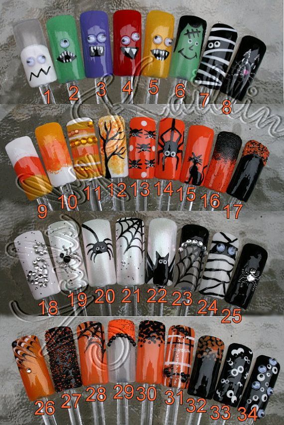 Spooky October Artificial Nail Art by KaitlinsKreationsart on Etsy