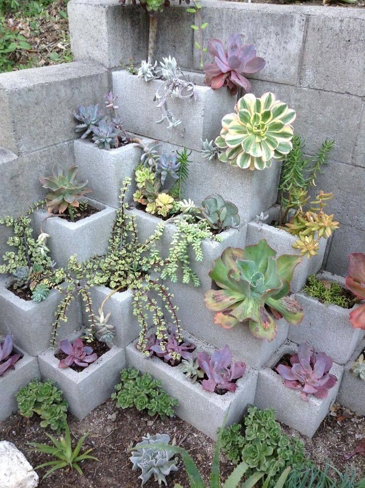 Succulent Garden | 14 Simple Cinder Block Outdoor Crafts