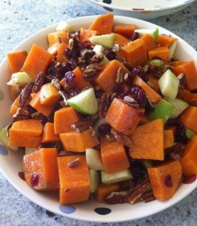 Sweet Potato Salad Recipe – this was delicious! Added turkey lunchmeat and almonds. Tasted like “Thanksgiving in a salad” to quote