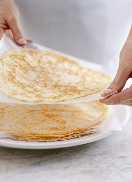 The most perfect crepe recipe ever: 1/2 cup water, 1/2 cup milk, 1 cup all-purpose flour, 2 eggs, melted unsalted butter for