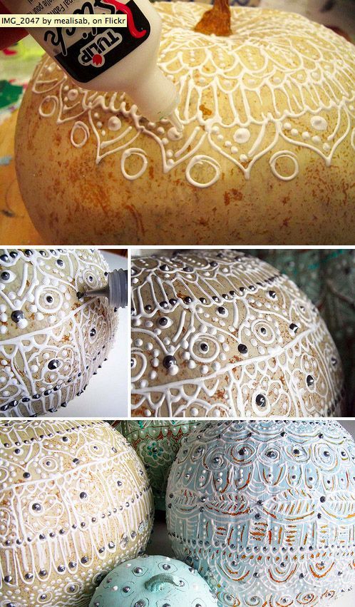 The Puffy Paint Pumpkin | 37 Easy DIY No-Carve Pumpkin Ideas . And other items to make not just Pumkins.