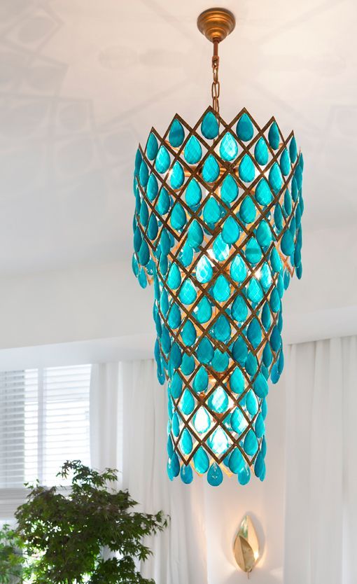 turquoise waterfall chandelier. Love the idea of accent lighting. Would be perfect in the master bath.