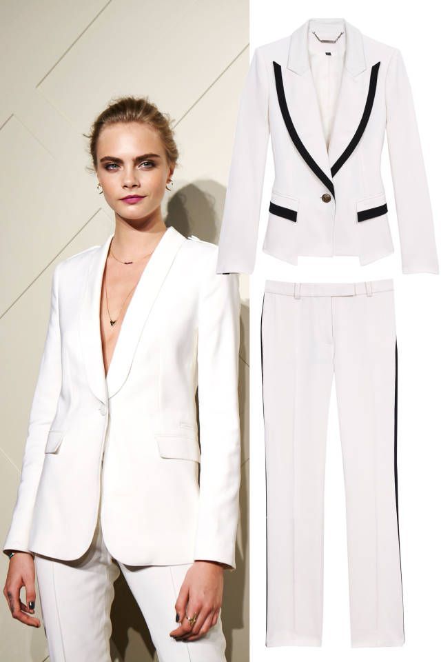 White tux.  Le Smoking Tuxedo Shopping Guide – Best Designer Suits Women – Harpers BAZAAR