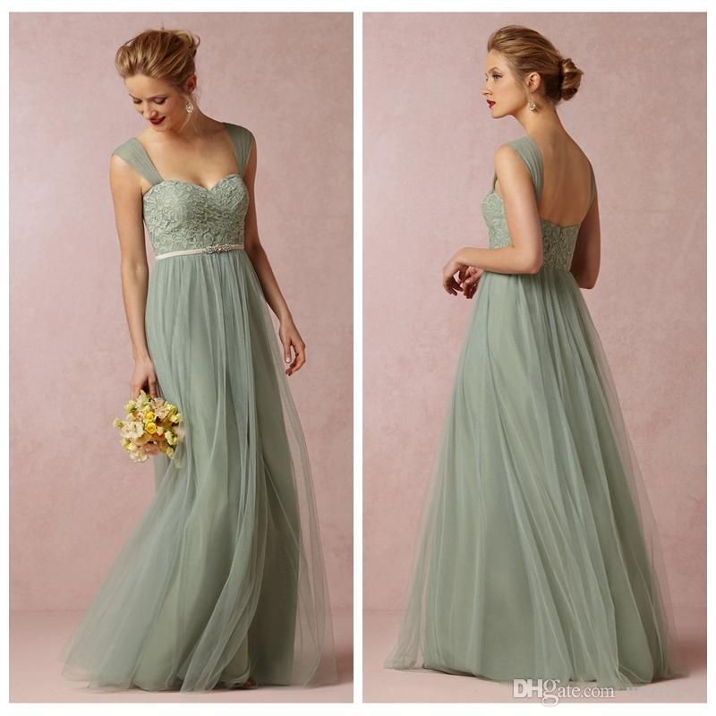Wholesale Bridesmaid Dress – Buy Sage Convertible Dress Bridesmaid Dress Green Tulle Removable Strap Long Sweetheart Formal