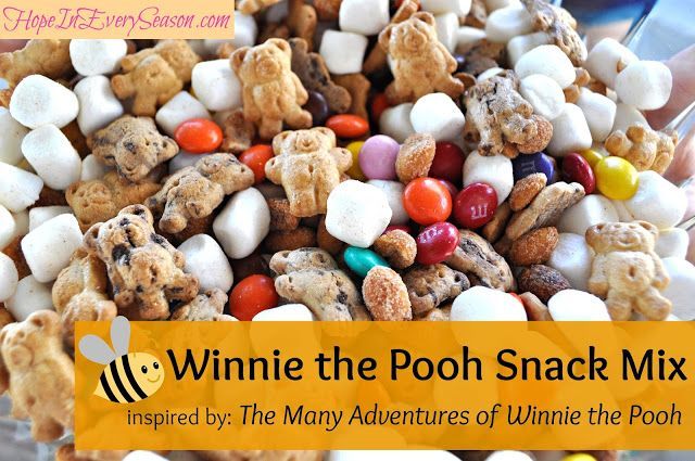Winnie the Pooh Snack Mix.. Add dried fruit instead of nuts. Let C mix and put in baggies to send to school?