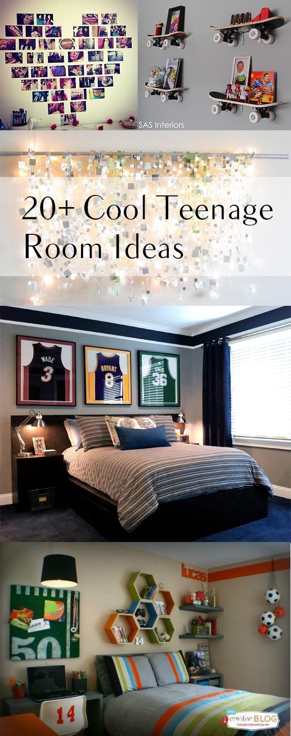 20+ Cool room ideas – they have skateboards at dollar tree that I think would work for the shelf idea