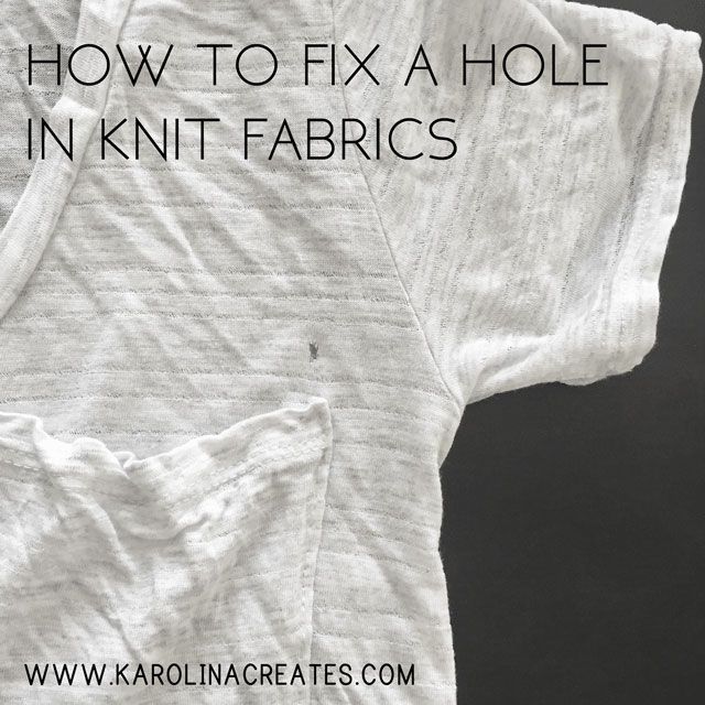 A guide on how to fix a hole in knit fabric. Mend holes in your favorite shirt easily with fabric glue!